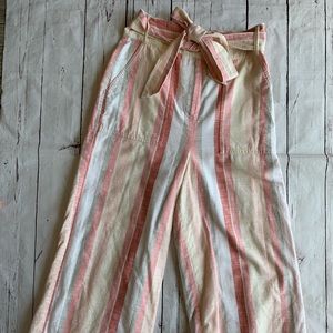 Striped mid rise capris